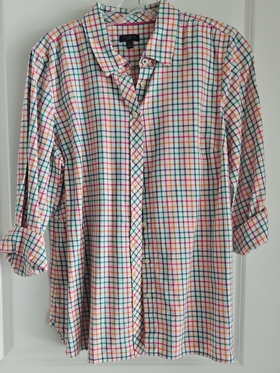 Talbots Tops - Talbots White Multicolor Plaid Button-Down Shirt
